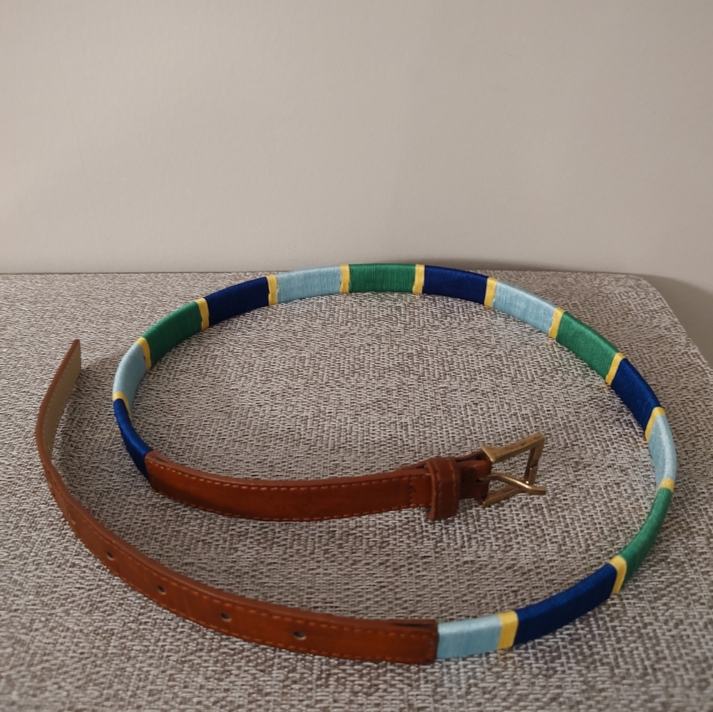 Women's Blue and Green Striped Belt